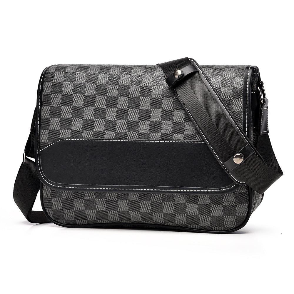 New Men's Fashion Trendy Plaid Hundred Men's Messenger Bag