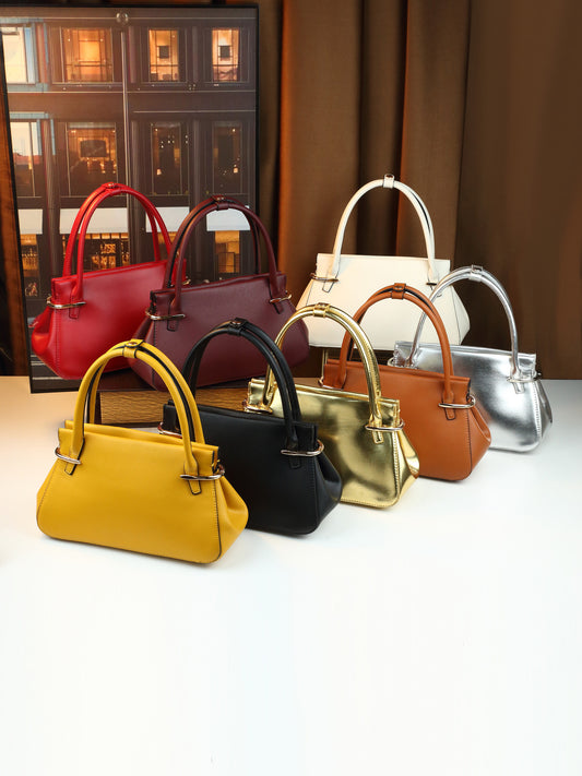 Women's Style Solid Color Pleated Portable Fashionable Women's Handbag