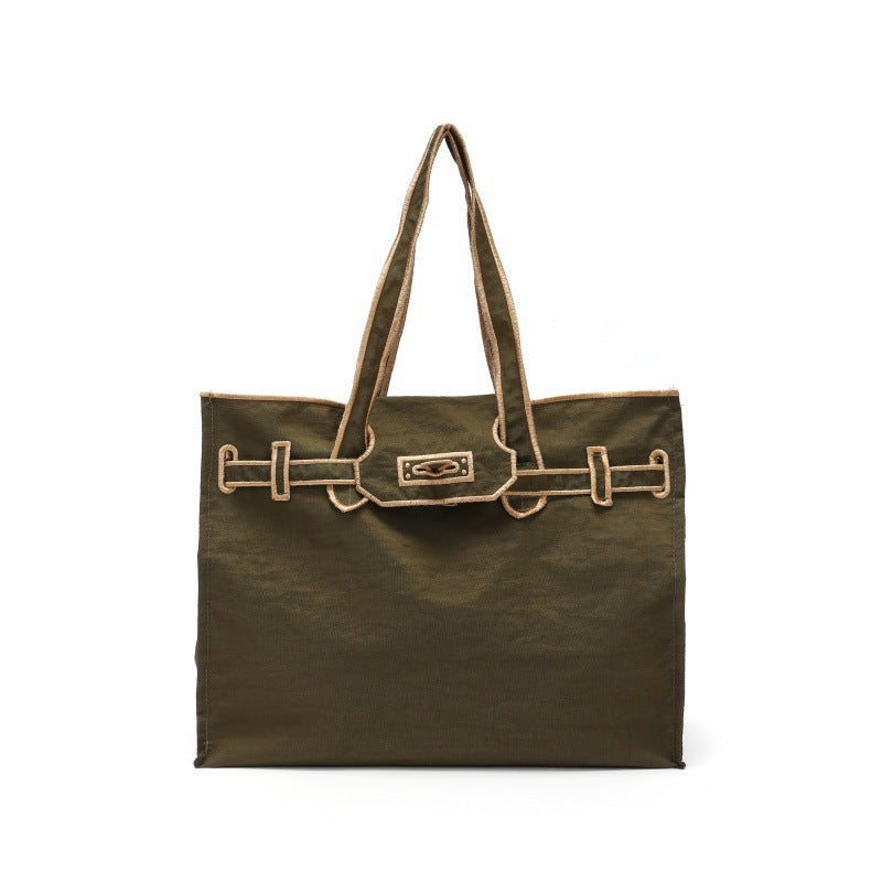 Embroidered Bow Ribbon Shopping Nylon Portable Tote Bag