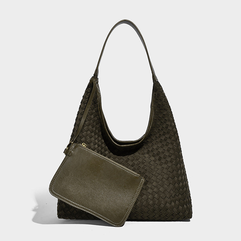 Women's Leather Hand-woven Commuter Simple Large Capacity Design Tote Bag