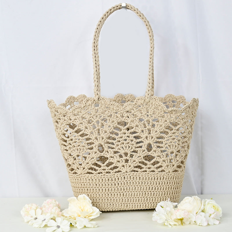 Women's Woven Knitted Handmade Cotton Thread Hollow Crochet Women's Handbag