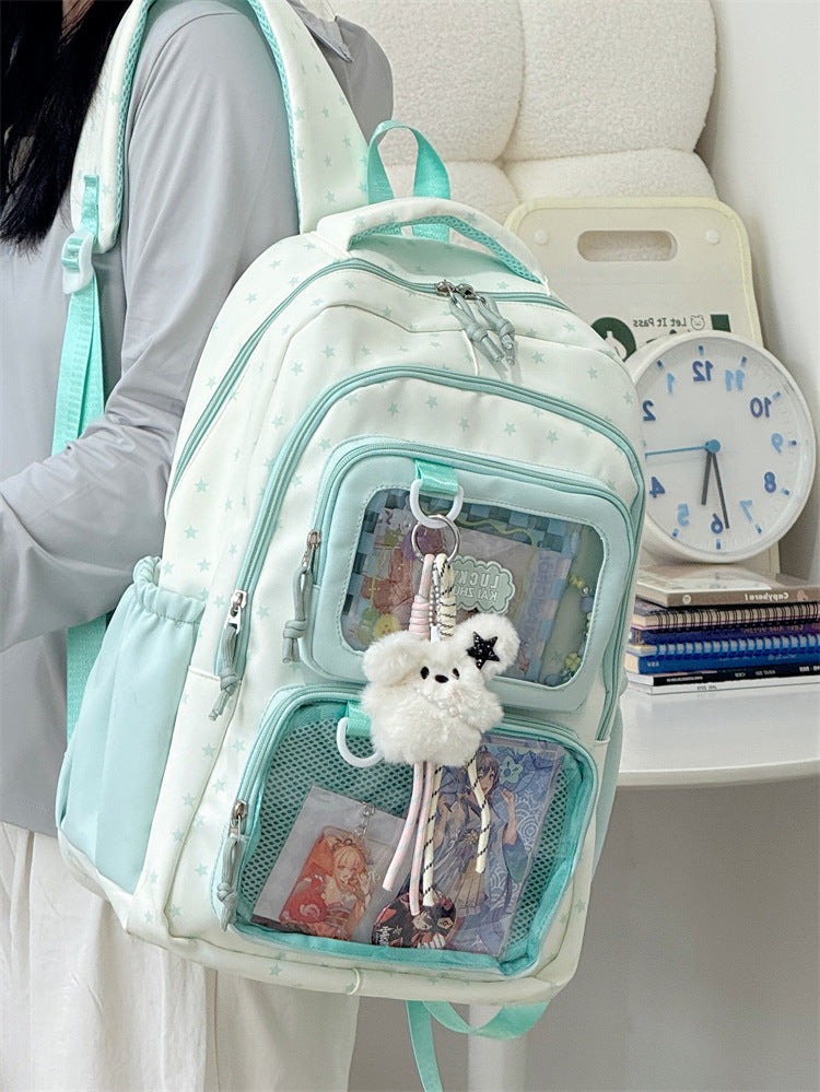 Fresh Sweet Dopamine Transparent Bar Cartoon Junior Large Leisure Backpack
