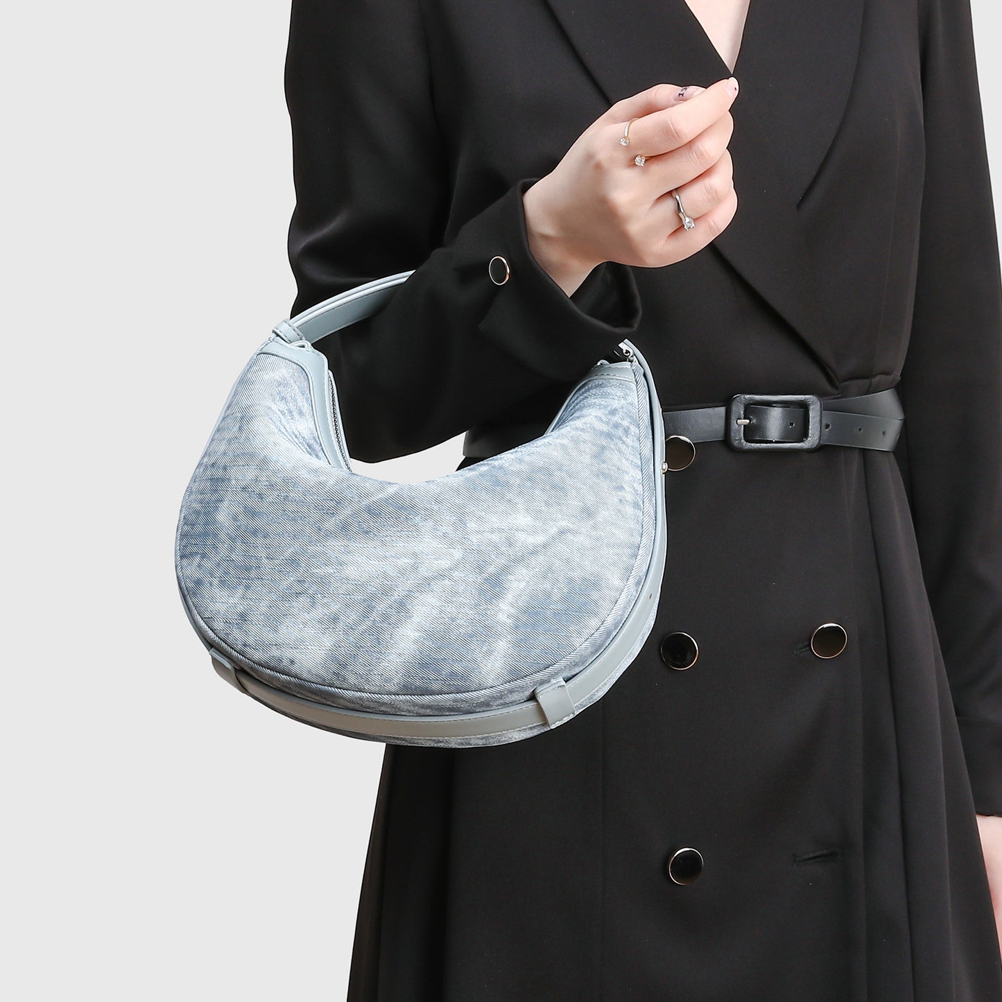 Women's Fashion Underarm Contrast Color Crescent Retro Easy Matching High Bags