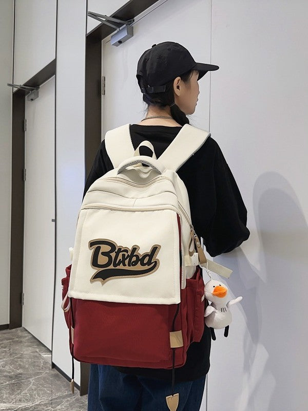 Women's Street Trend Junior's Contrast Color Campus Backpacks