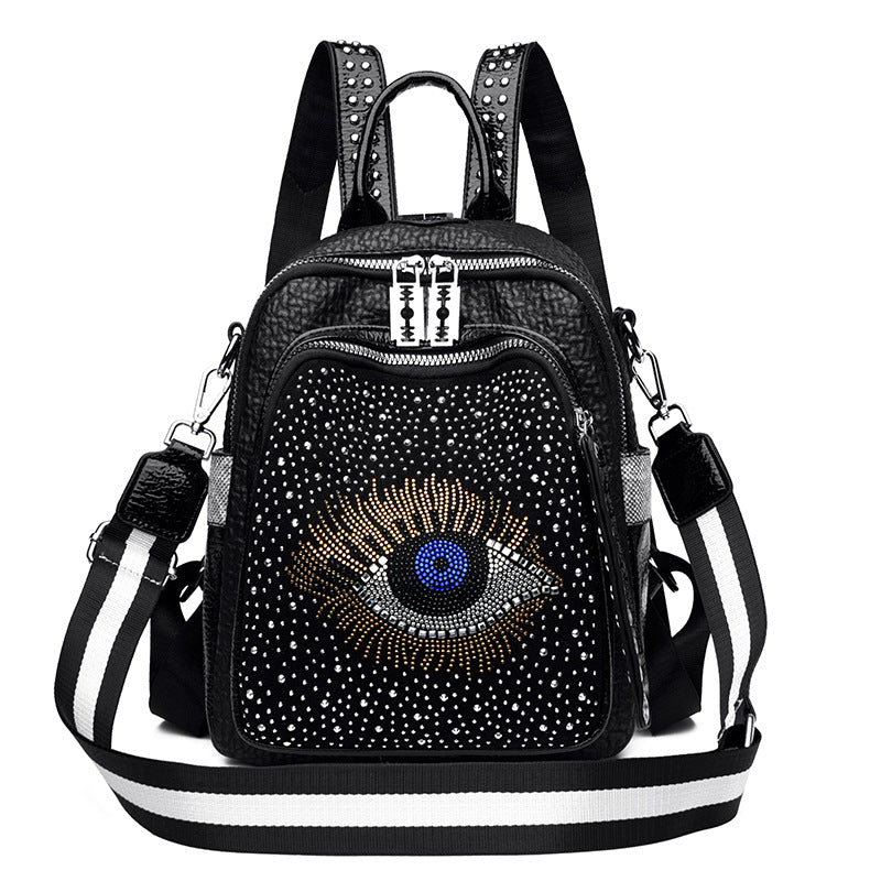 Women's Personality Big Eyes Western Style Large Capacity Backpacks
