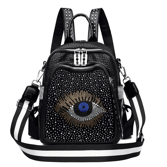 Women's Personality Big Eyes Western Style Large Capacity Backpacks
