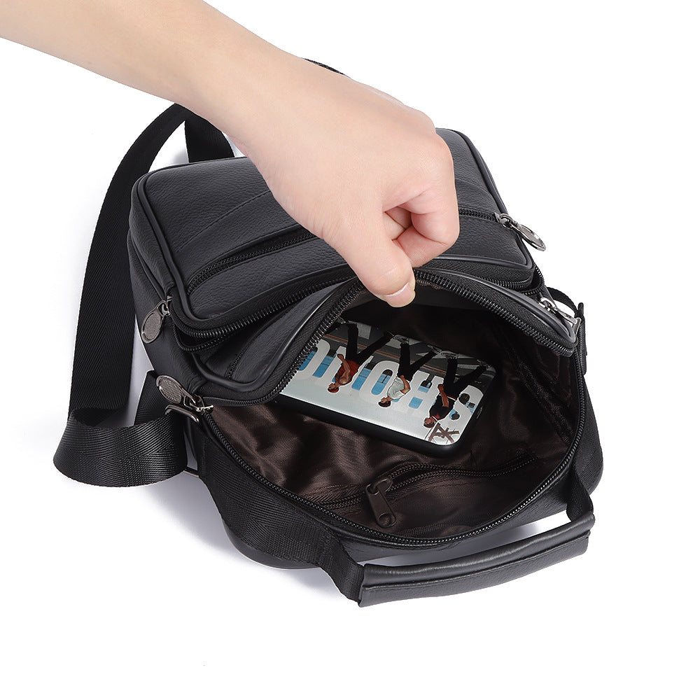 Men's Simple Business Leather First Layer Cowhide Fashion Trendy Men's Messenger Bag