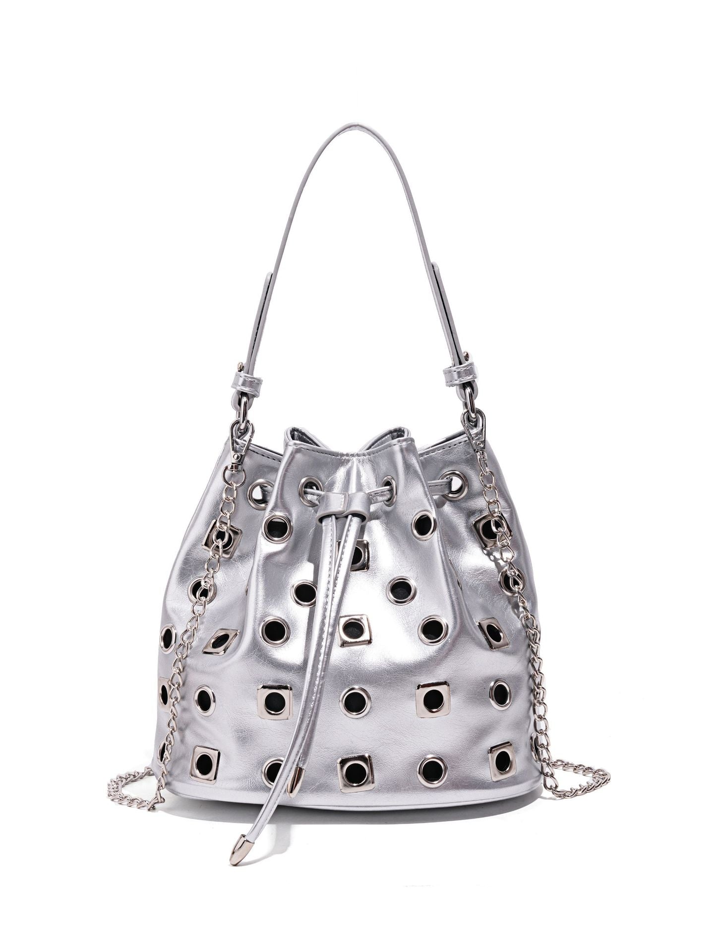 Women's Rivet Drawstring Eyelet Punk Hollow Chain Women's Handbag