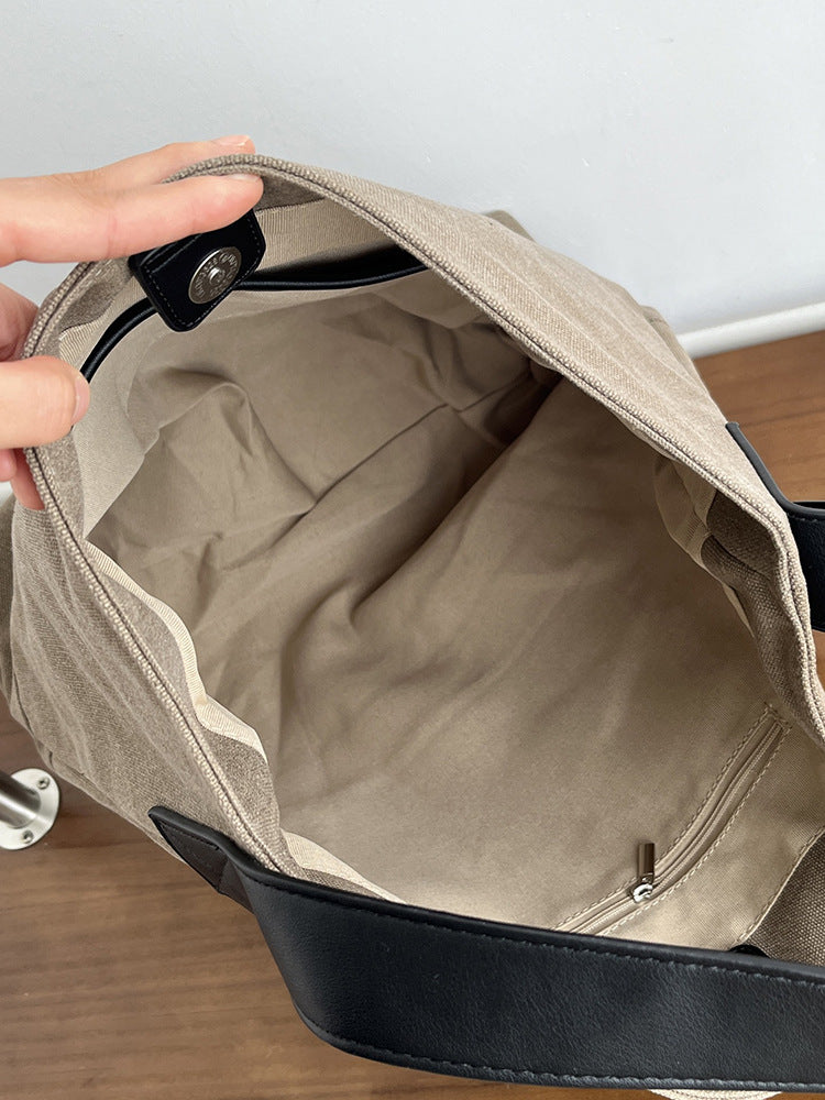 Women's Design Canvas Underarm Summer Distressed Large Capacity Commuter Bucket Bags