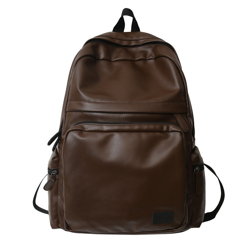 Men's Fashion Leather Computer Large Capacity Simple Leisure Backpack
