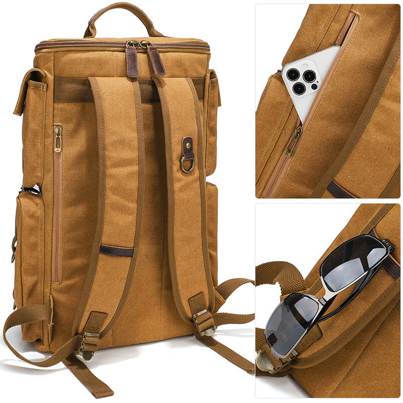 Men's Canvas Vintage Waterproof Large Capacity Computer Leisure Backpack