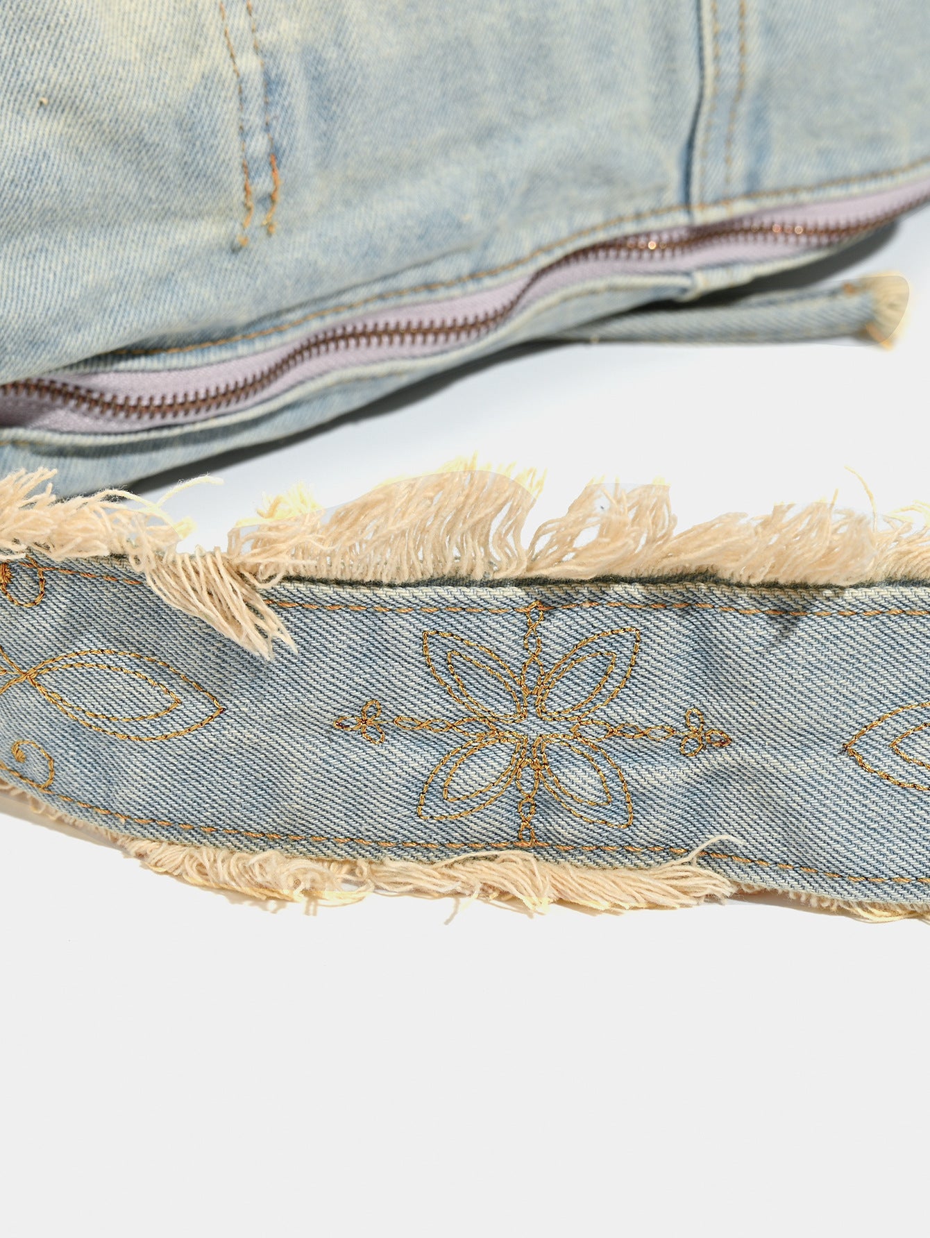 Women's Large Capacity Washed Jean Korean Style Tassel Design Senior Women's Shoulder Bag