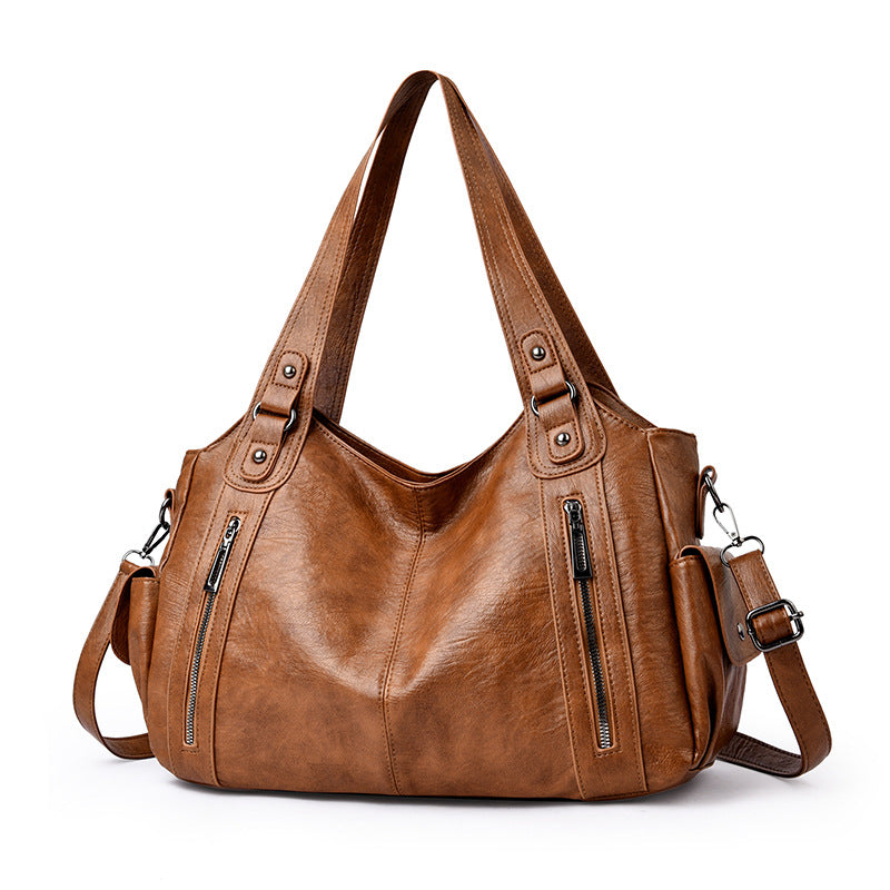 Women's Capacity Advanced Texture Soft Leather Commuter Tote Bags
