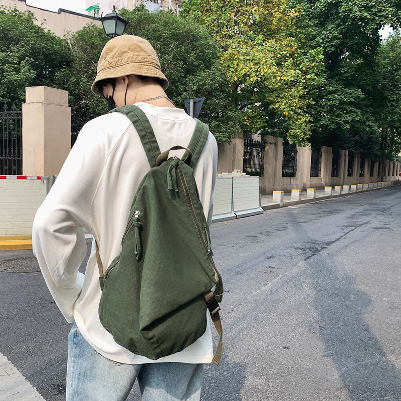 Women's & Men's Large Capacity Fashion Pure Color Washed Leisure Backpack