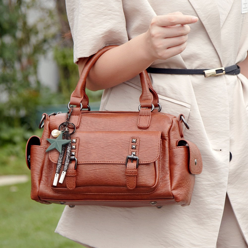 Women's Boston Simple Fashion Soft Leather Trendy Bags
