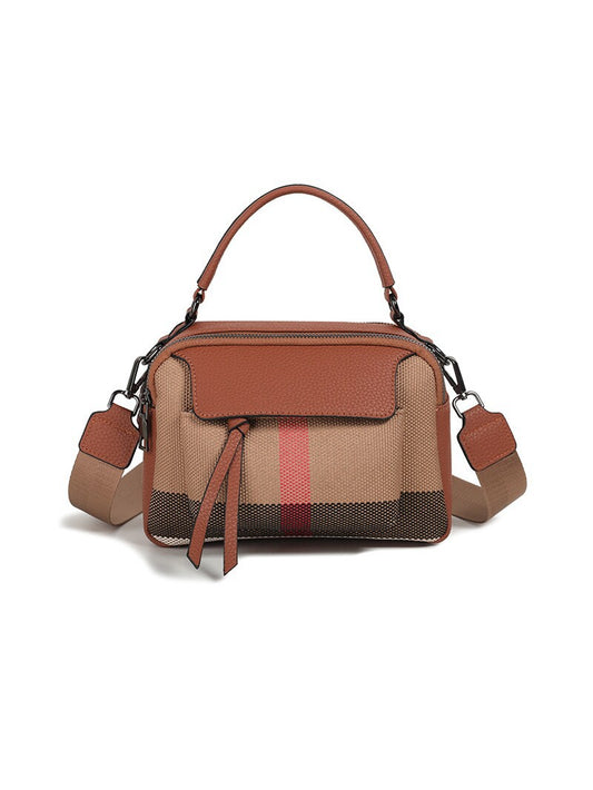 Women's Plaid Genuine Leather Fashionable Portable High-grade Bags