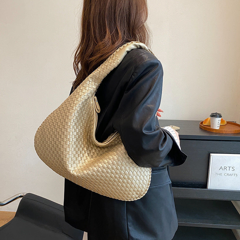Women's French Style Woven Elegant Underarm Niche Tote Bags
