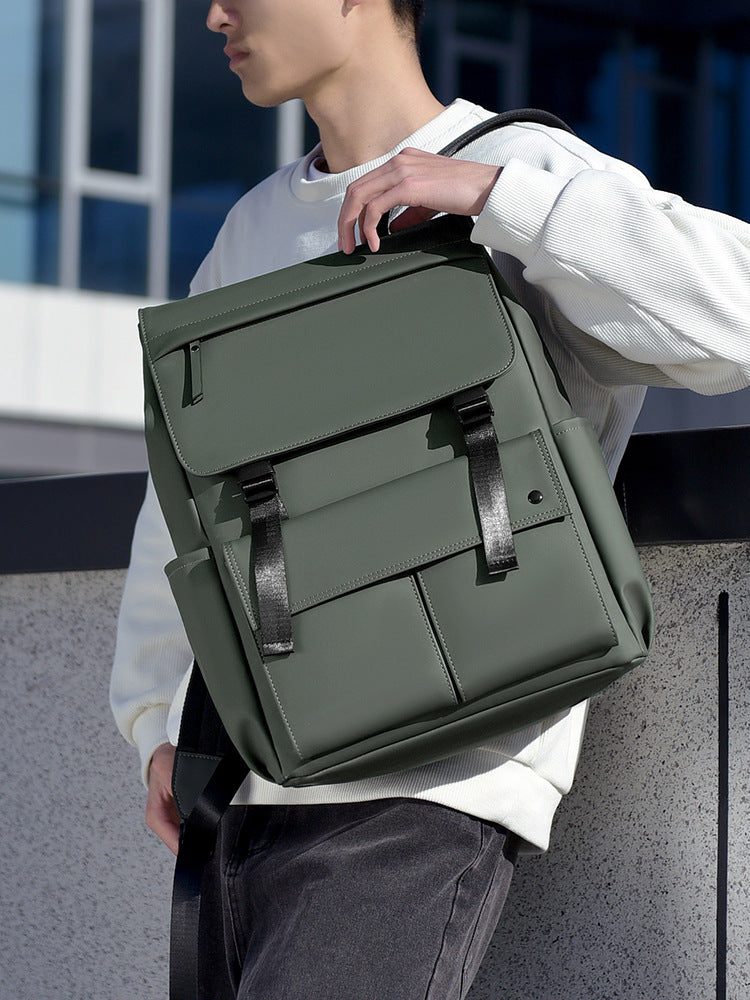 Men's Double Computer Business Commuter Korean Style Derm Leisure Backpack