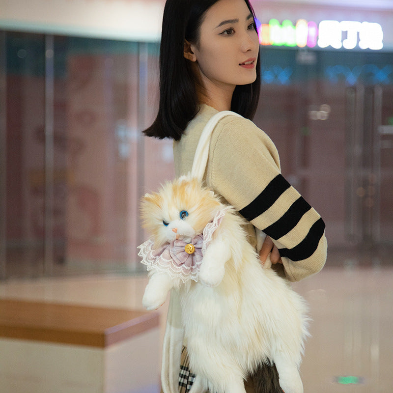 Women's Doll Simulation Cat Plush For Women's Backpack