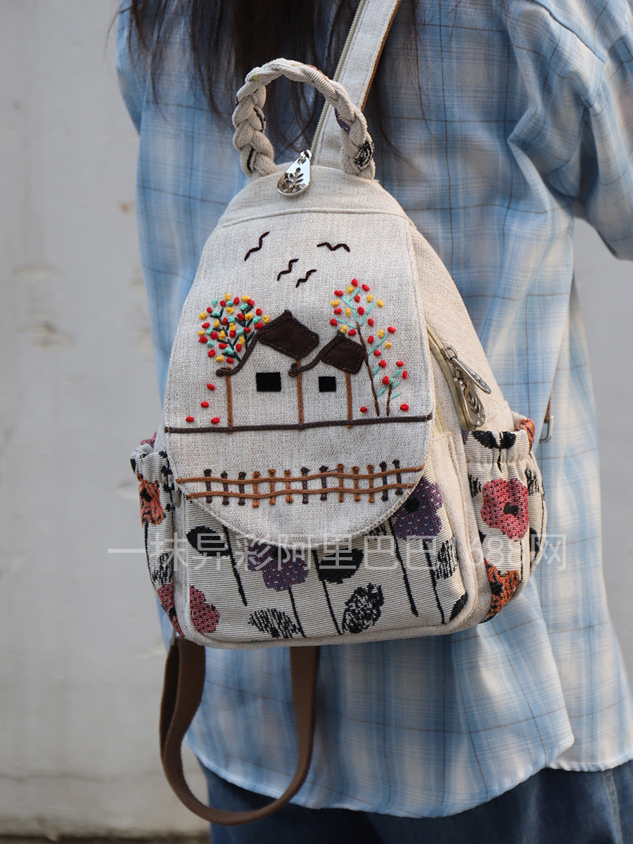 Mori Style Handmade Three-dimensional Decoration Canvas Fresh Lightweight Bags
