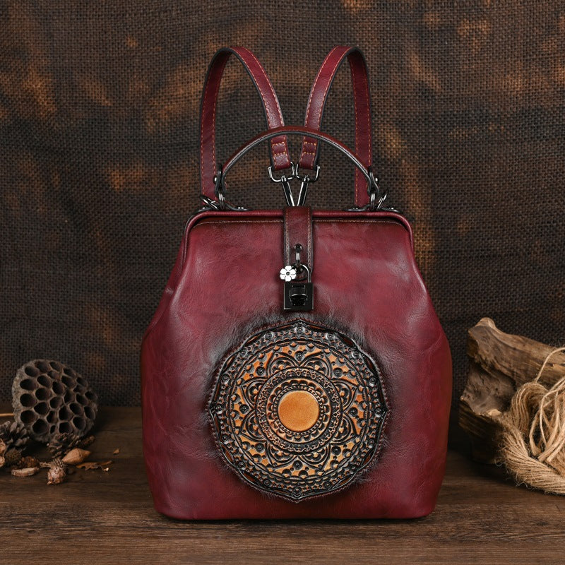 Women's Embossing Urban Simple Style Leisure Hand-rub Women's Backpack