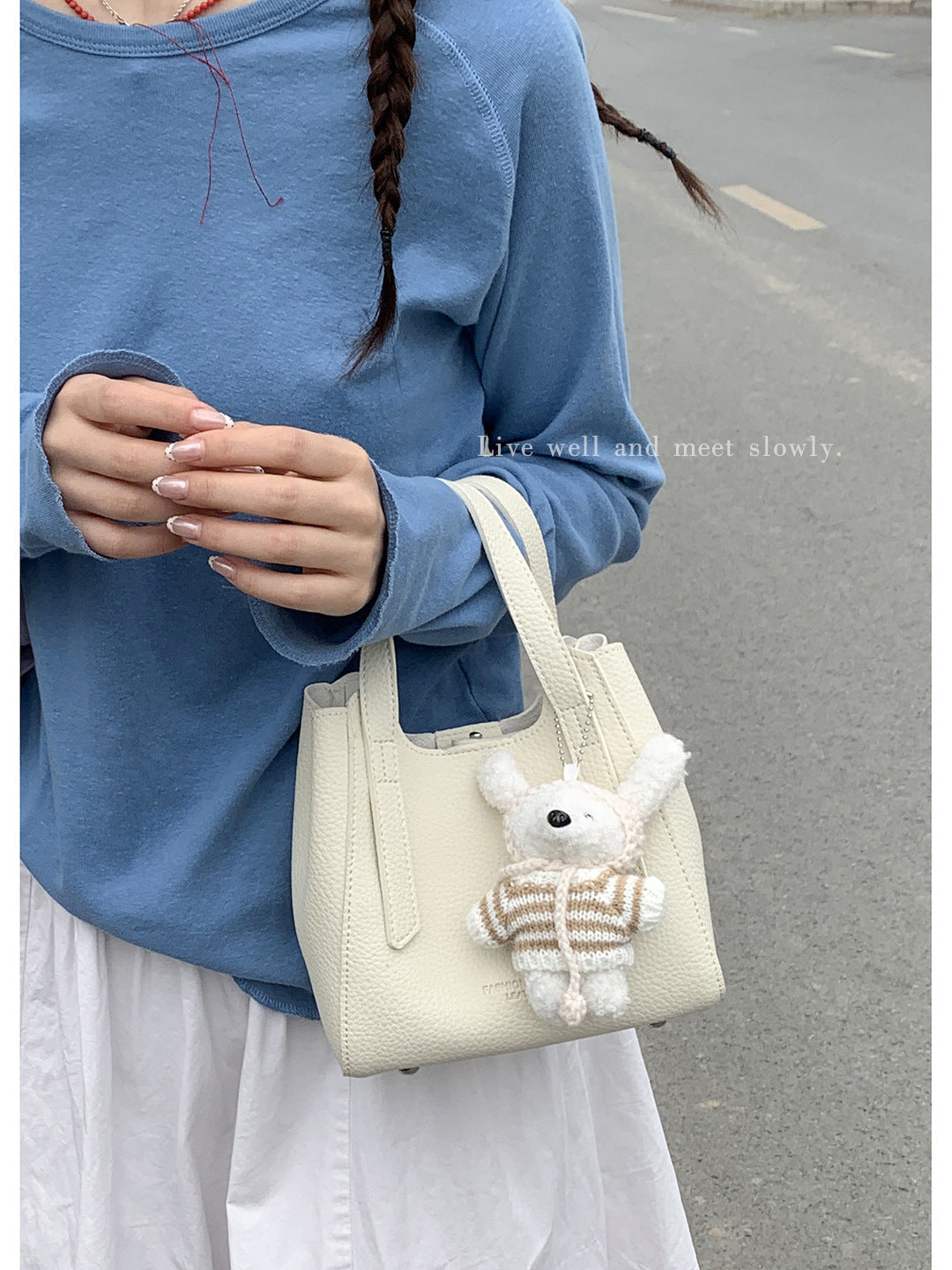 Women's Summer Fashion Carrying Lychee Pattern Simple Handbags