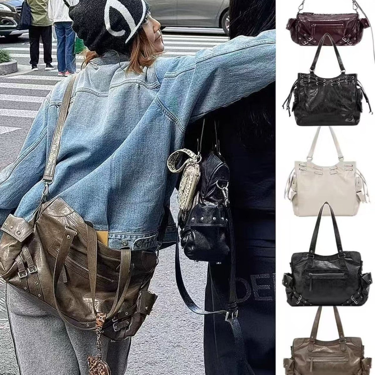 Beautiful Design Fashion Rivet Commuter Motorcycle Women's Shoulder Bag