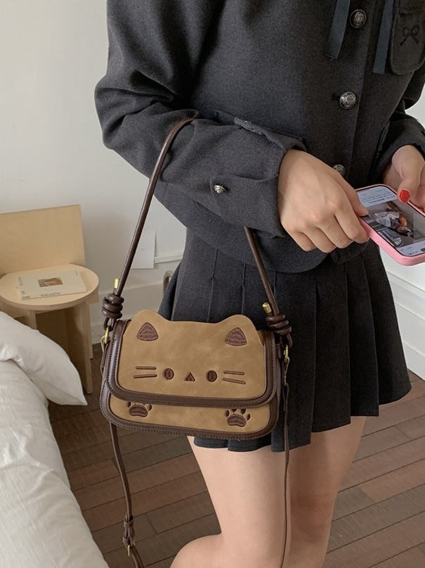 Women's Korean Retro Cute Kitten Cartoon Versatile Leisure Backpack