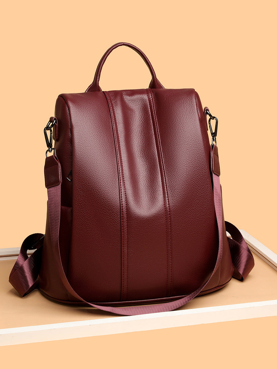 Women's Large Capacity Portable Trendy Fashion Soft Leather Women's Backpack