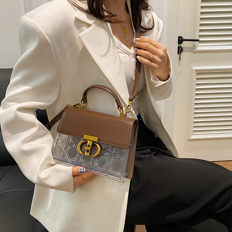 Women's Transparent Diamond Plaid Fashion Retro Shoulder Bags