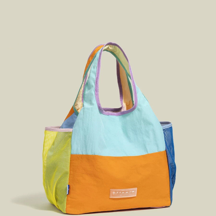 Women's Contrast Color Dopamine Foldable Fashionable Lightweight Nylon Cloth Women's Shoulder Bag