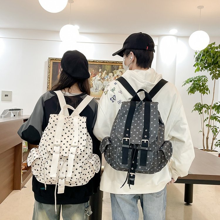 Niche Retro Dot Large Capacity Flip Women's Backpack