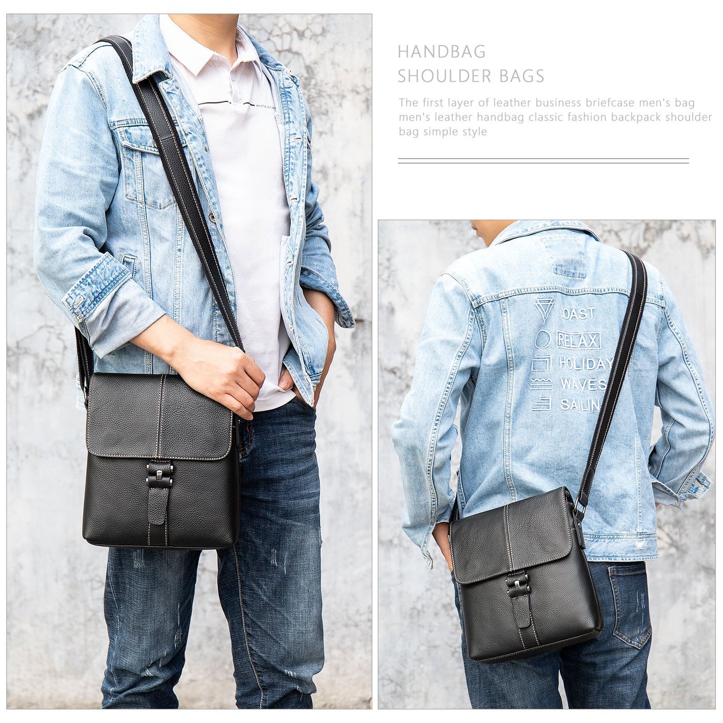 Trendy Men's Leather Business High-grade Cowhide Men's Messenger Bag