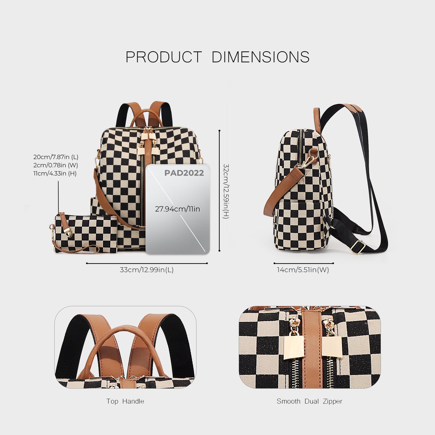 Women's Trendy Chessboard Plaid Large Capacity Mummy Women's Backpack