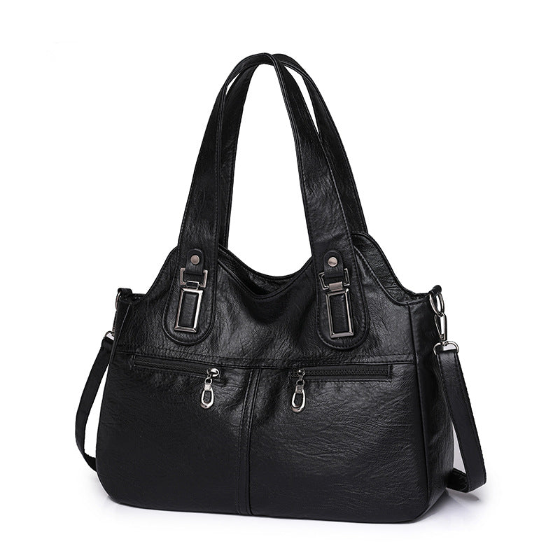Women's Soft Leather Large Capacity Female Simple Mom Style Handbags