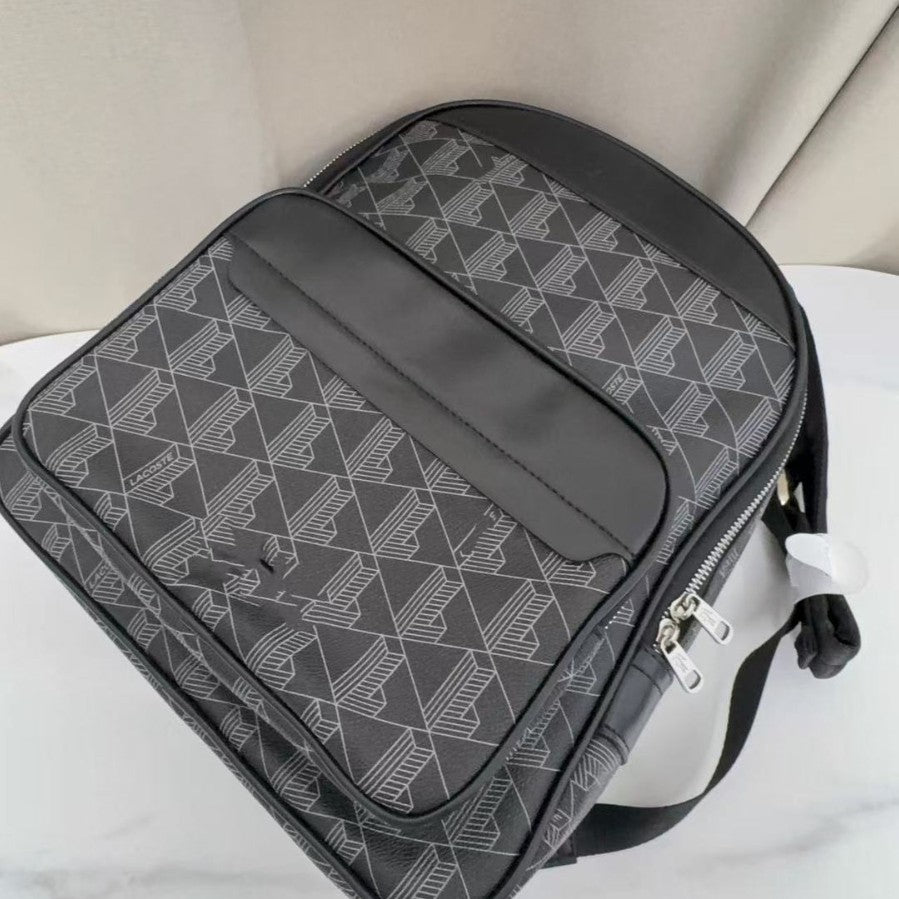 Men's Fashion Personalized Printed Leather Lettered Classic Large Leisure Backpack