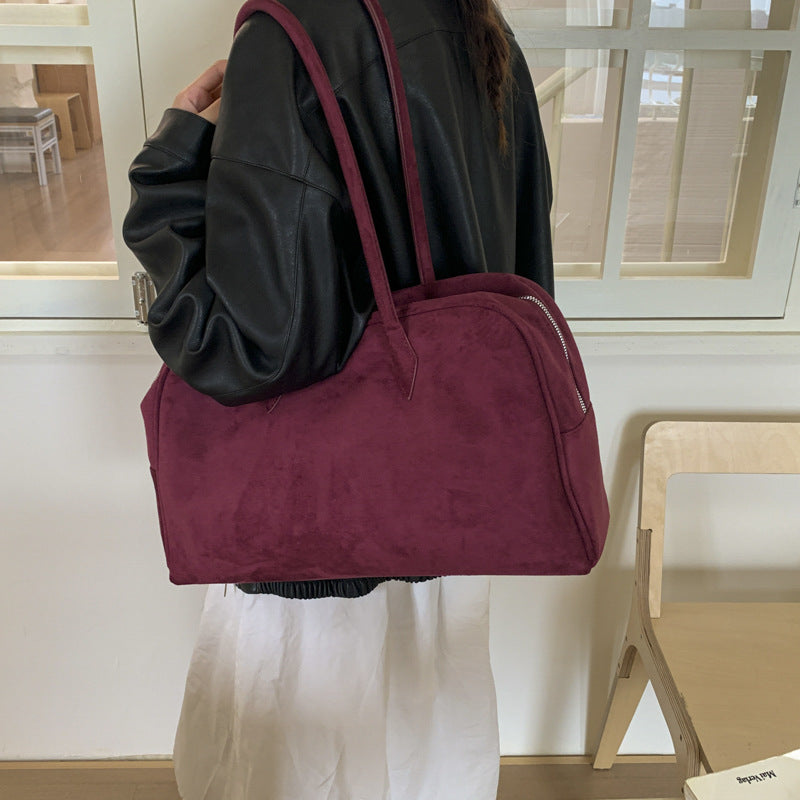 Women's Suede Frosted Vintage Boston Large Capacity Tote Bag