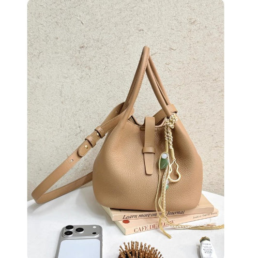 Women's Echo Vegetable Basket Cowhide Portable Bucket Bag
