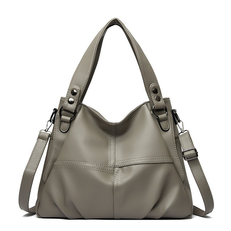 Women's Spring Genuine Leather Retro Large Capacity Sheepskin Women's Shoulder Bag