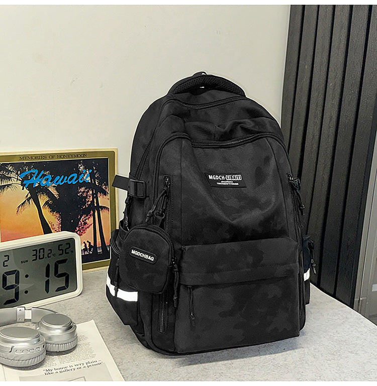 Couple Korean Style Solid Color College Leisure Backpack
