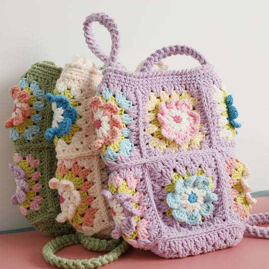 Women's Sweet Hand-woven Laminate Fresh Flower Wool Bags