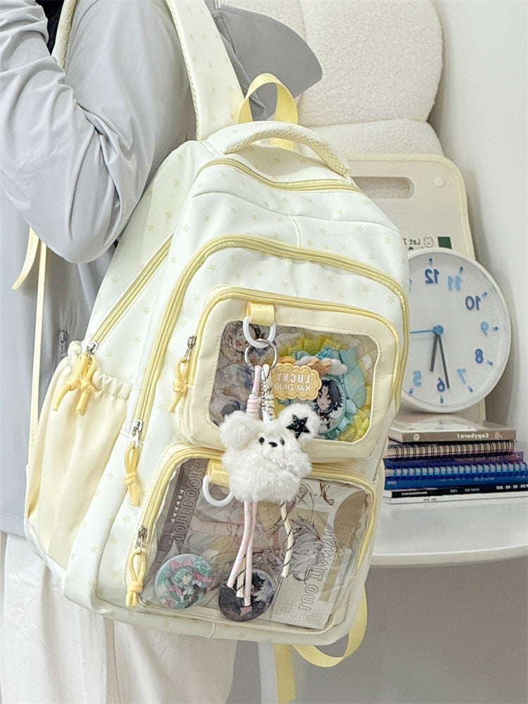 Fresh Sweet Dopamine Transparent Bar Cartoon Junior Large Leisure Backpack