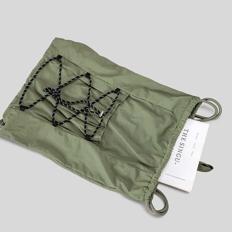 Women's & Men's Capacity Lightweight Nylon Strap Drawstring Good-looking Early Leisure Backpack