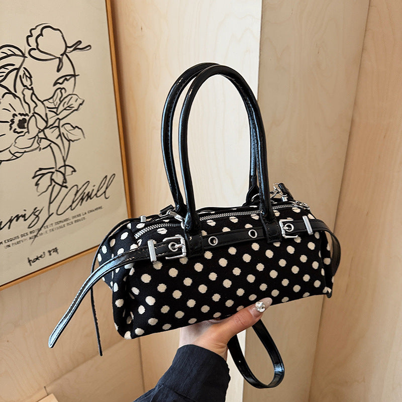 Women's High Texture Trendy Polka Dot Top Handled Baguette Pillow Bags