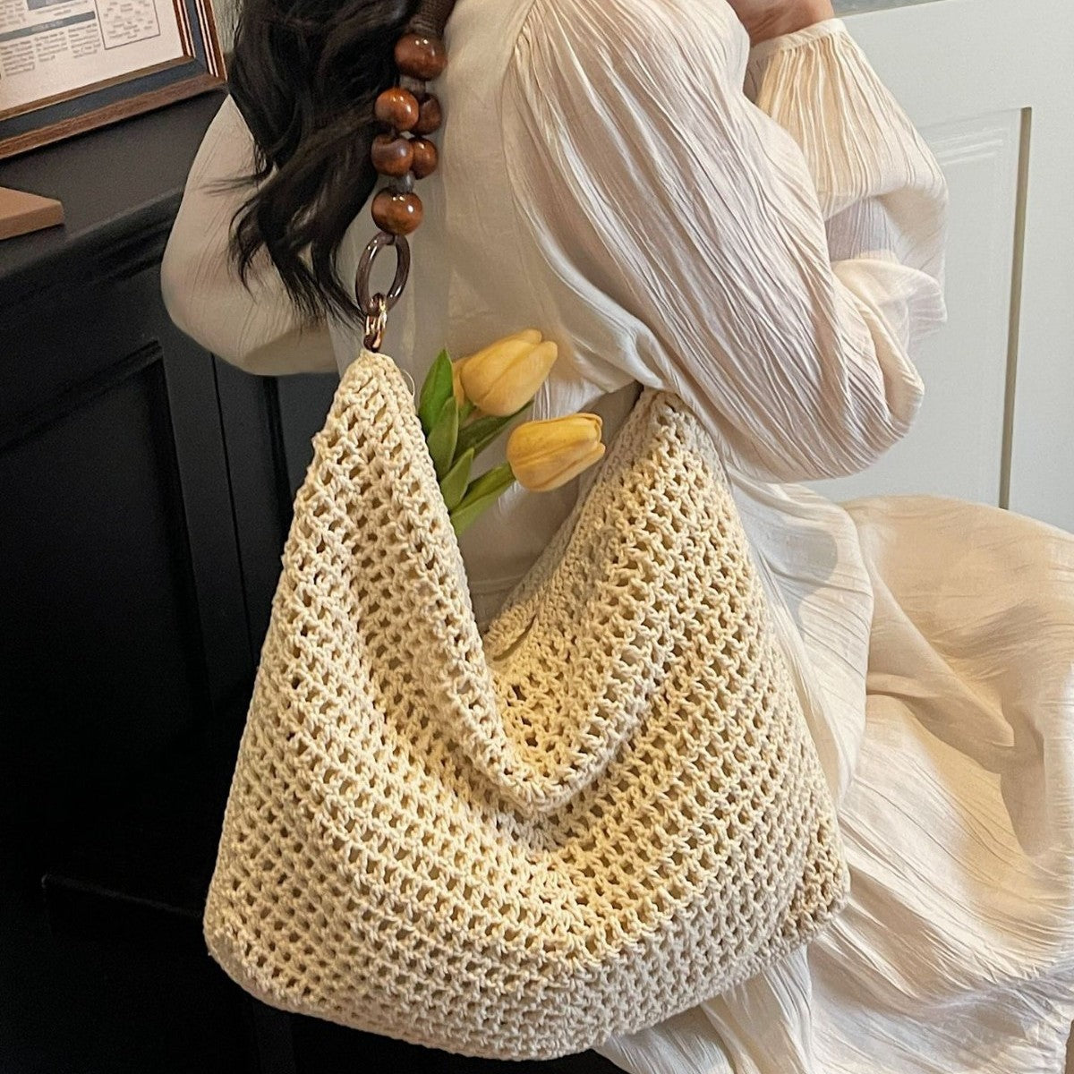 Women's Seaside Vacation Style Fashion Beach Woven Large Capacity Women's Messenger Bag