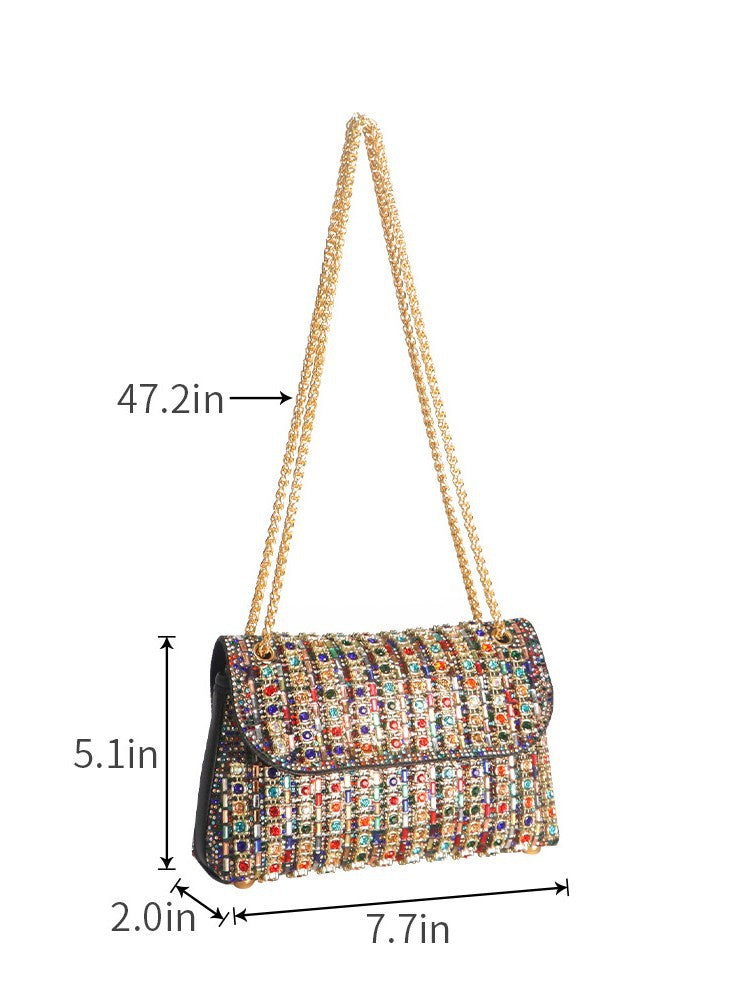 Colorful Diamond Banquet Underarm Dinner Premium Retro Women's Messenger Bag