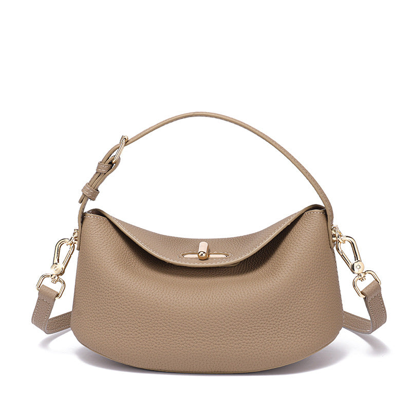 Women's Genuine Leather Simple Cowhide Fashion Portable Bucket Bags