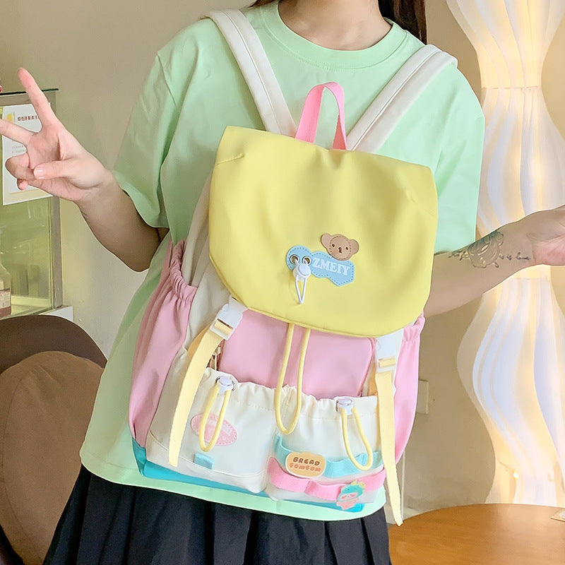 Style Large Capacity High Female Cute Sweet Contrast Color Primary Bags