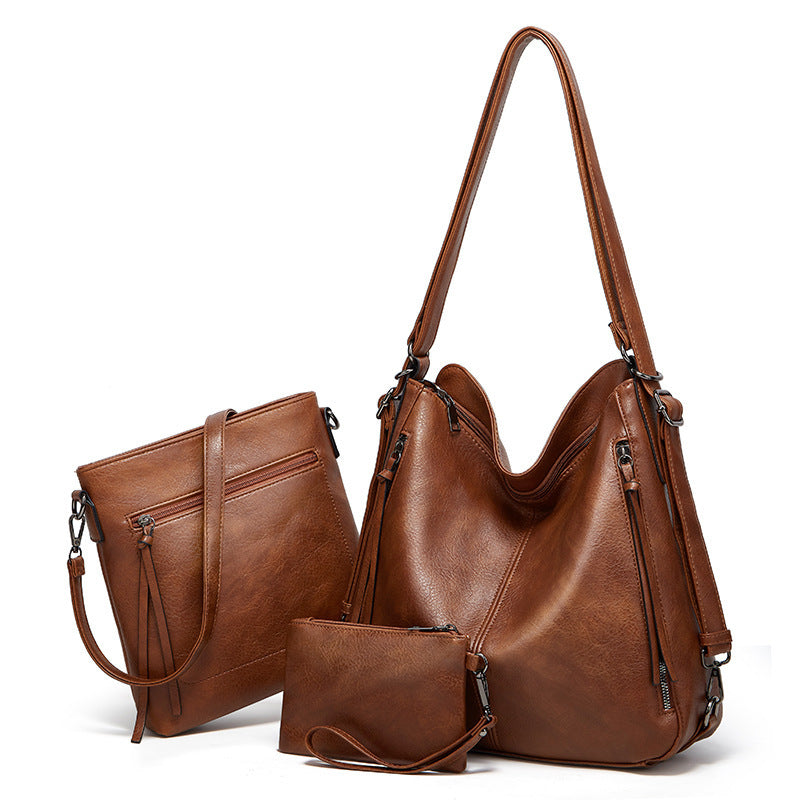 Women's Soft Leather Three-piece Large Capacity Totes Tote Bag