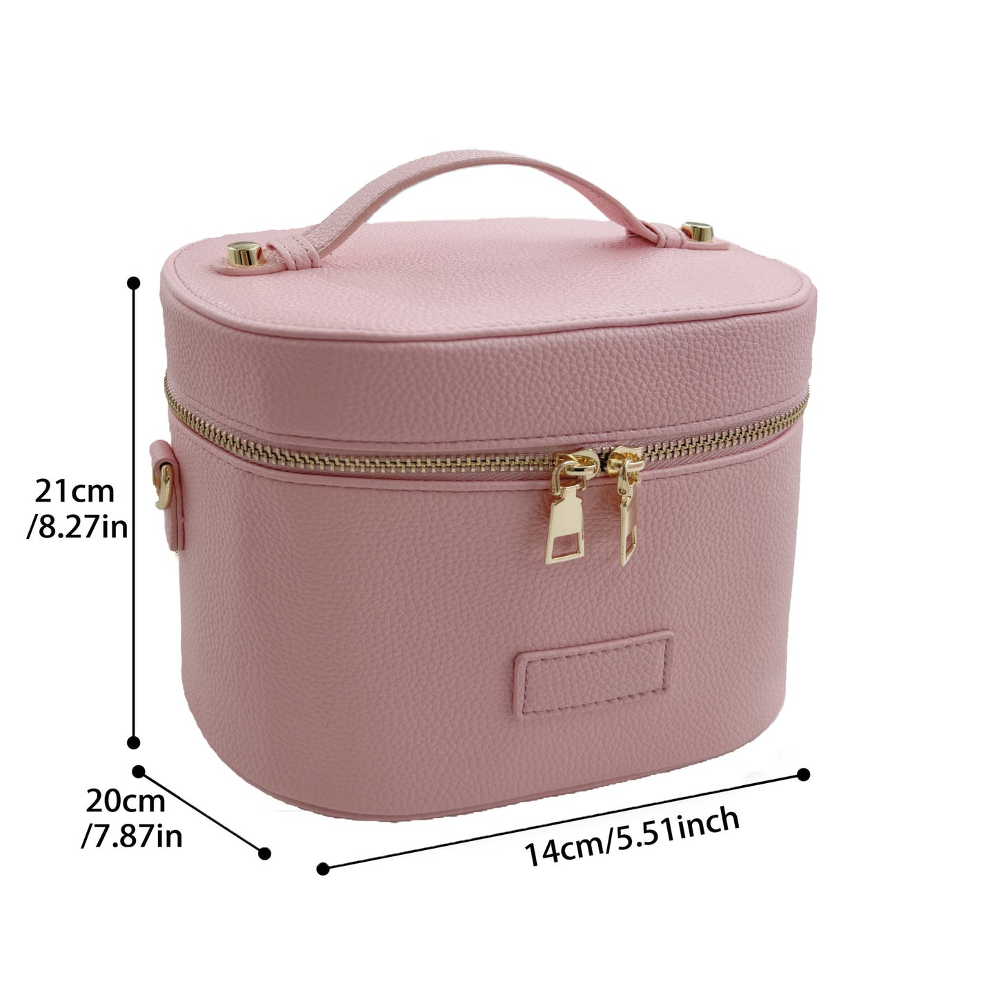 Lychee Pattern Fashionable Portable Diagonal Strap Leather Large Makeup Bag